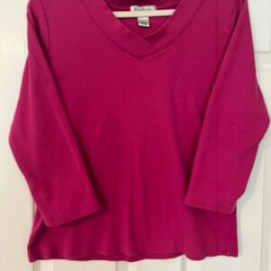 Susan Bristol Fuchsia V-Neck Top